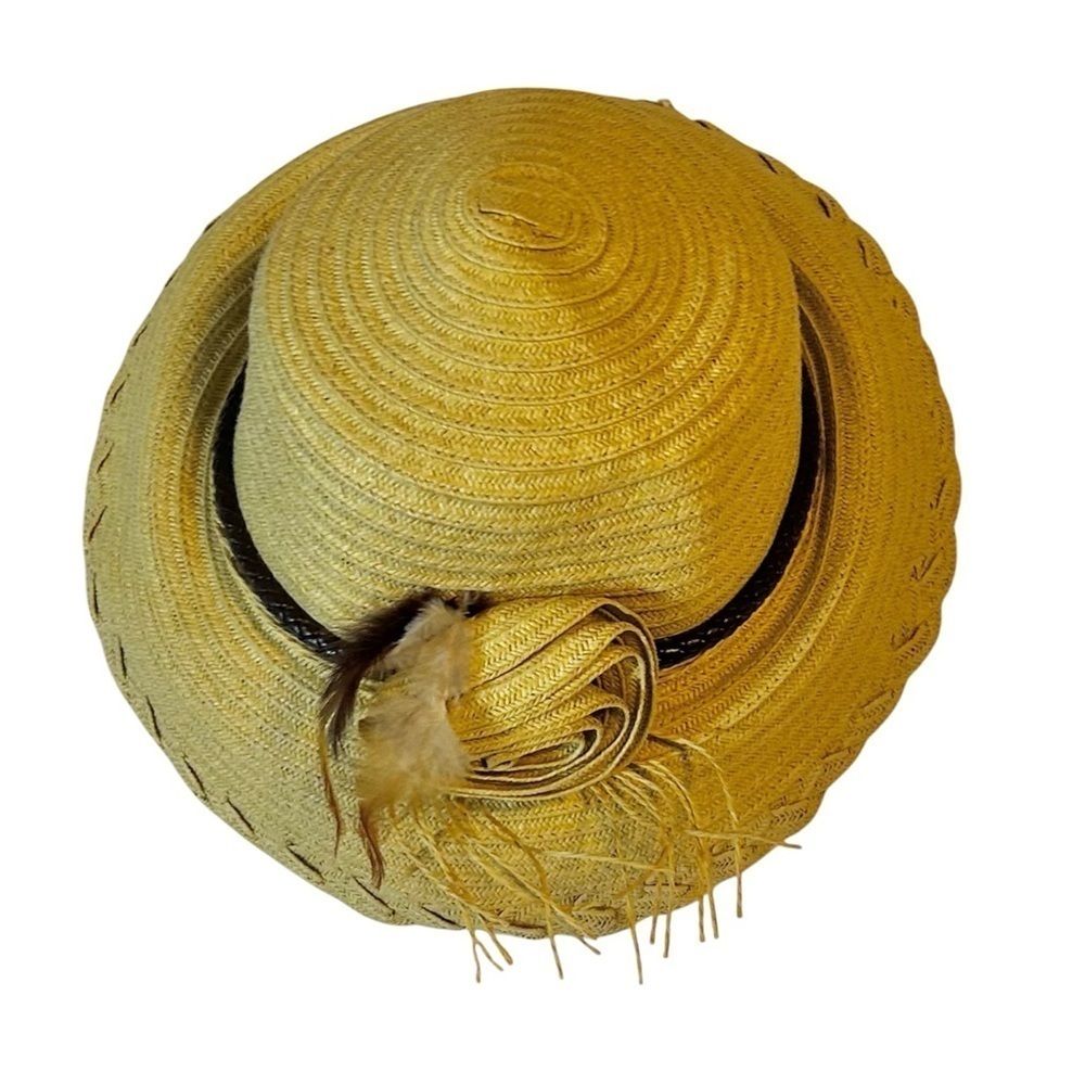 The Hatter Company Tan Straw Kettle brim Cloche Hat. NWT - Picture 3 of 10